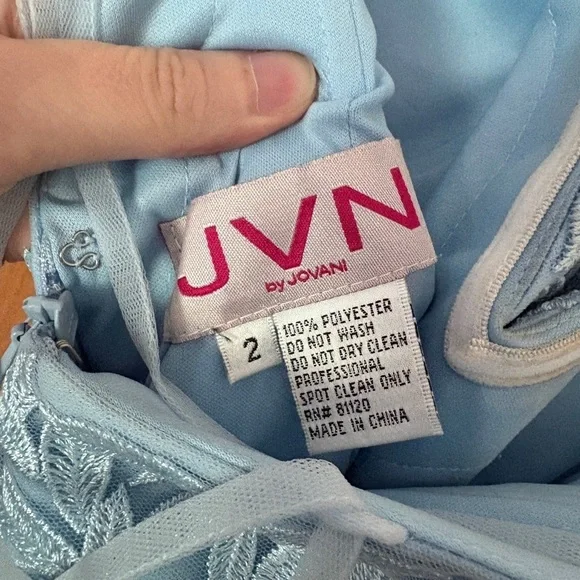 Jovani Light Blue Embroidered Strapless Lace Up Homecoming Dress Size 2 - Picture 3 of 9